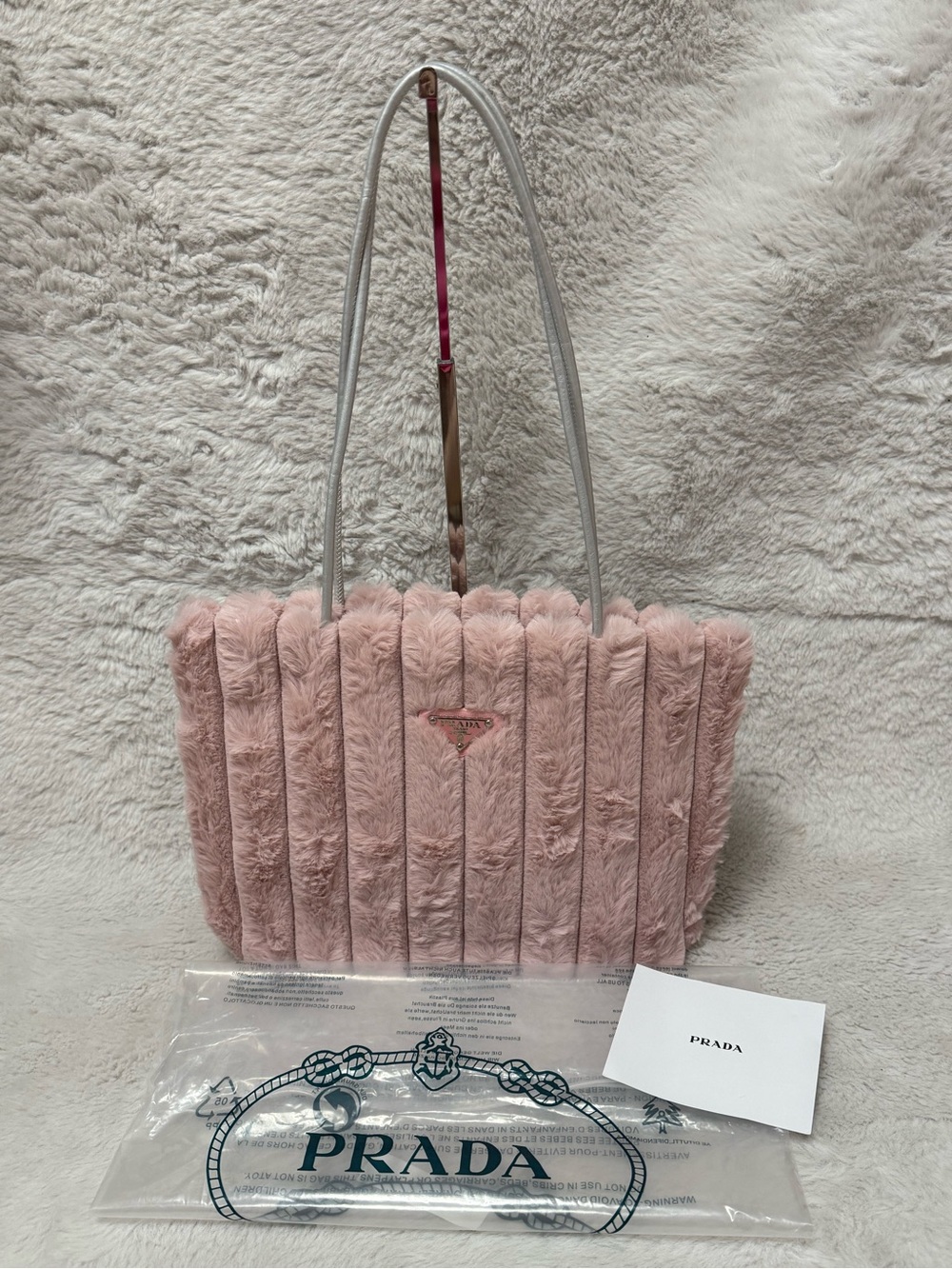 Prada Blush Pink Faux Fur Tote with Triangle Logo- GWP - Picture 4 of 10